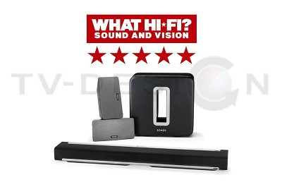 Комплект из беспроводного саундбара, сабвуфера и тыловых каналов Sonos PLAYBAR + SUB + 2х PLAY:3 Комплект из беспроводного саундбара, сабвуфера и тыловых каналов Sonos PLAYBAR + SUB + 2х PLAY:3